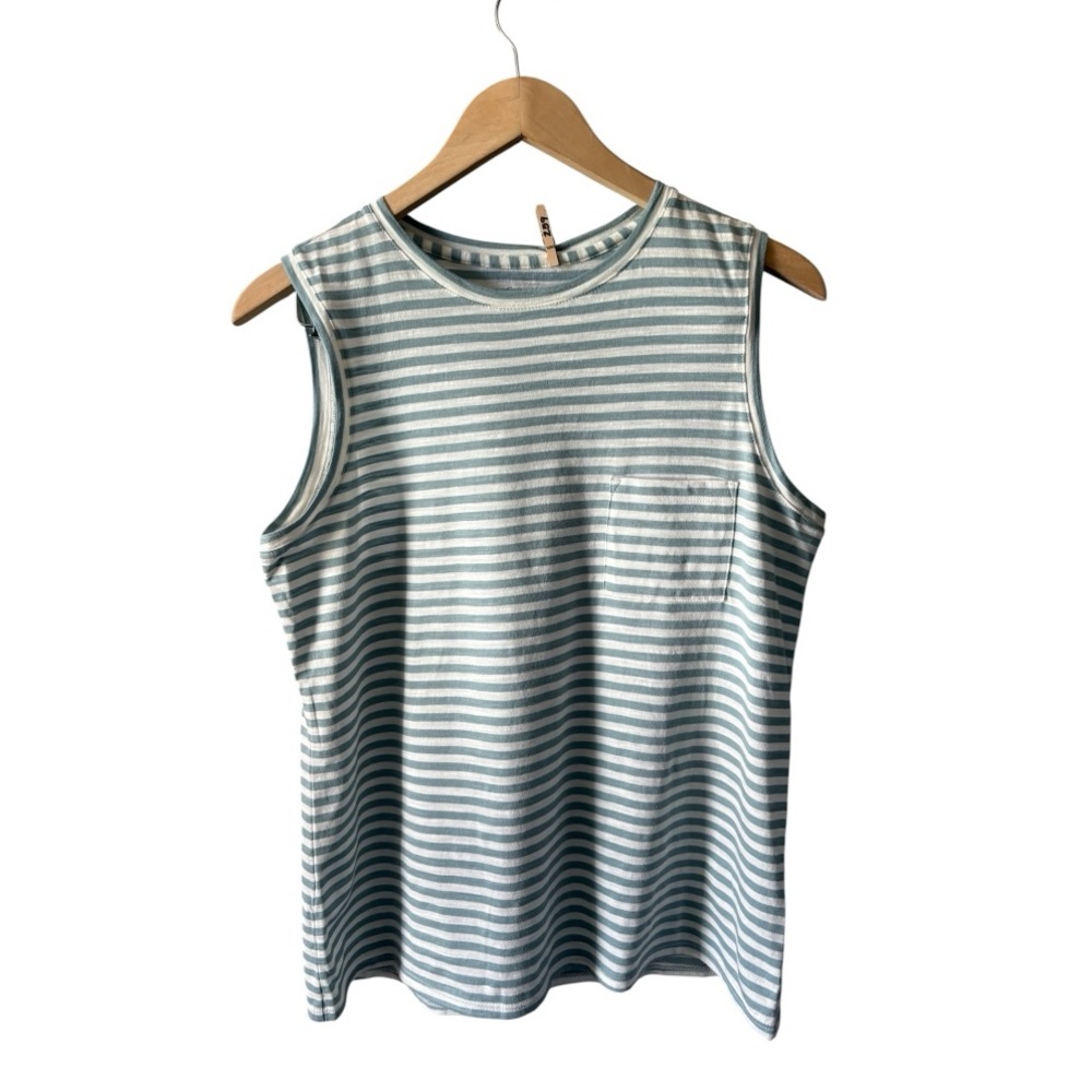 Garnet Hill Blue and White Striped Organic Cotton Tank